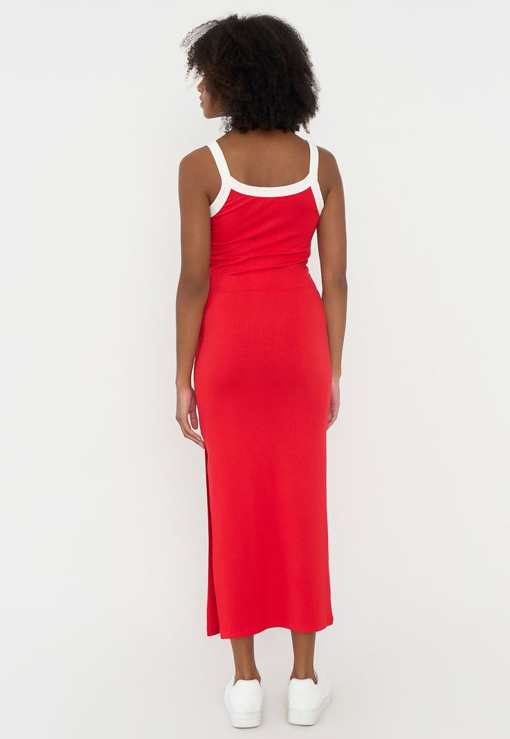 Vestido Mujer Largo Básico Rojo Corona-1