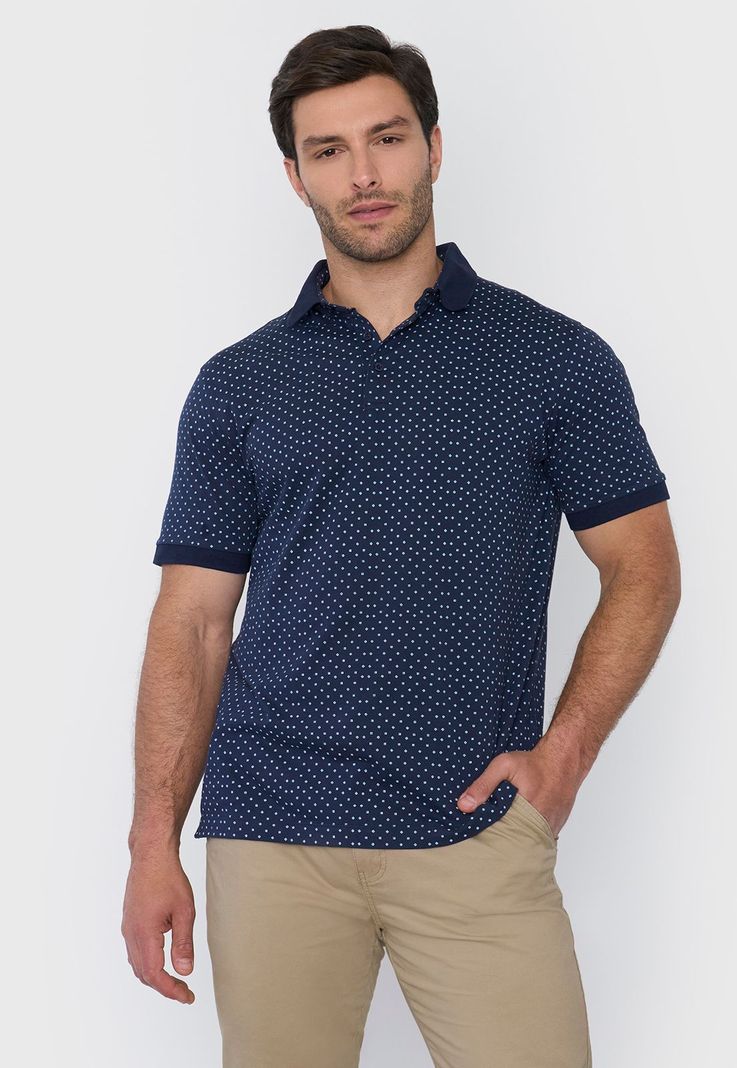 Polera Hombre Polo Jersey Miniprint Navy Corona-0