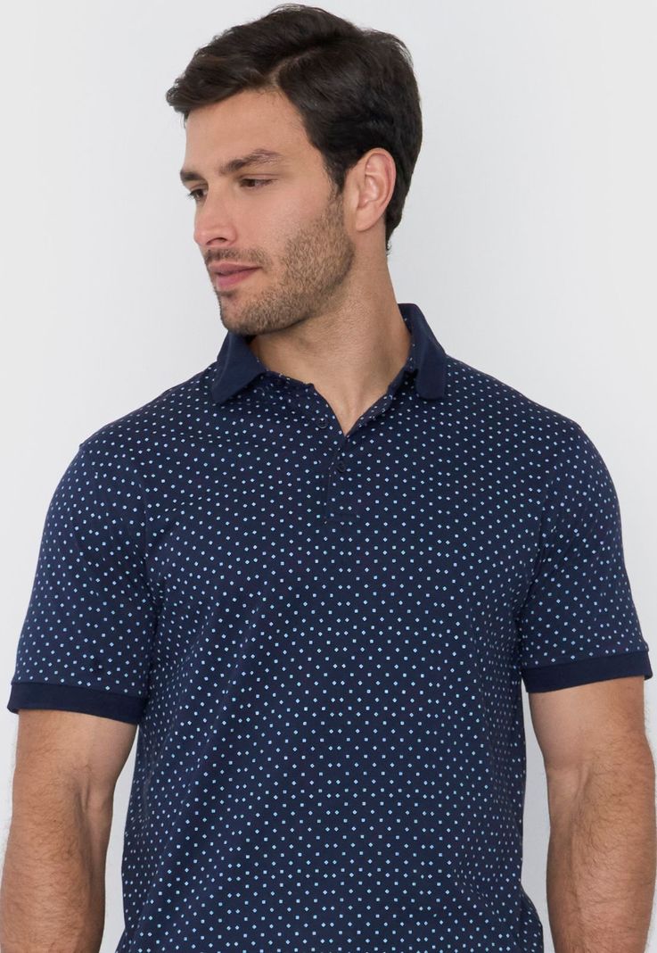 Polera Hombre Polo Jersey Miniprint Navy Corona-2