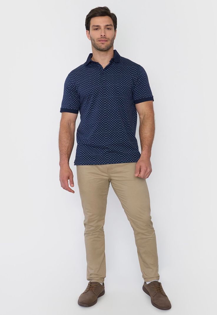 Polera Hombre Polo Jersey Miniprint Navy Corona-3