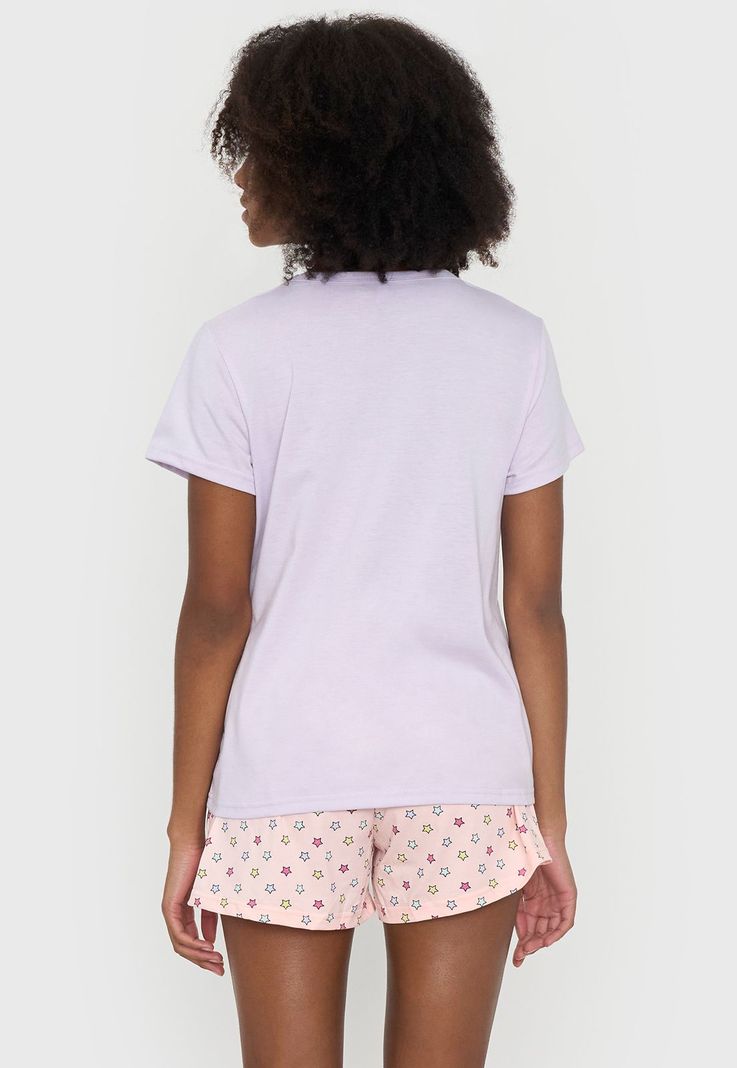 Pijama Mujer Corto Básico Morado Estrellas Corona-1