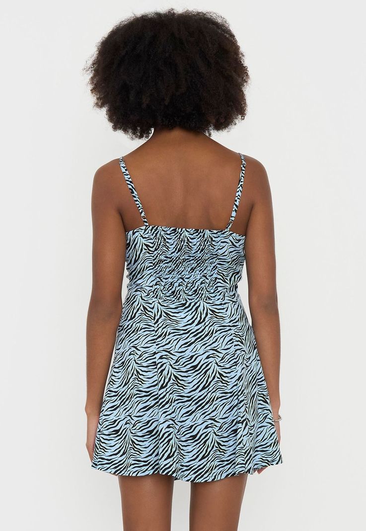 Vestido Mujer Print Cebra Celeste Corona-1
