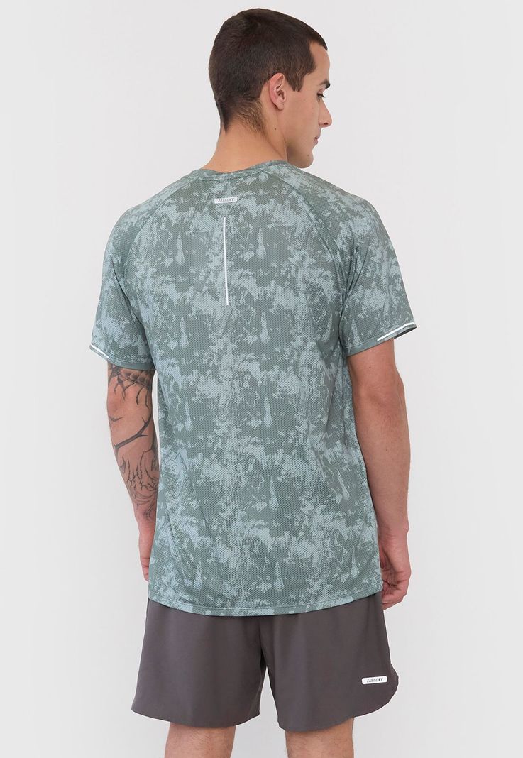 Polera Hombre Deportiva Full Print Mesh Verde Corona-1
