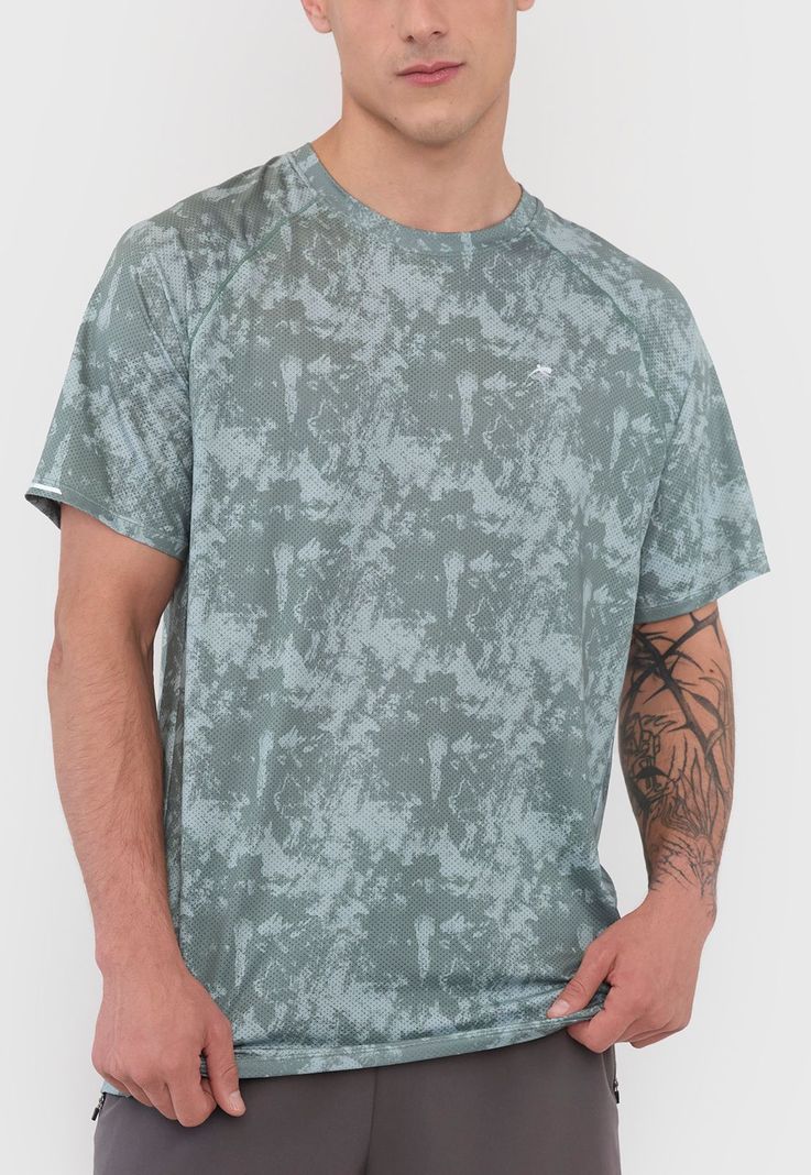Polera Hombre Deportiva Full Print Mesh Verde Corona-2