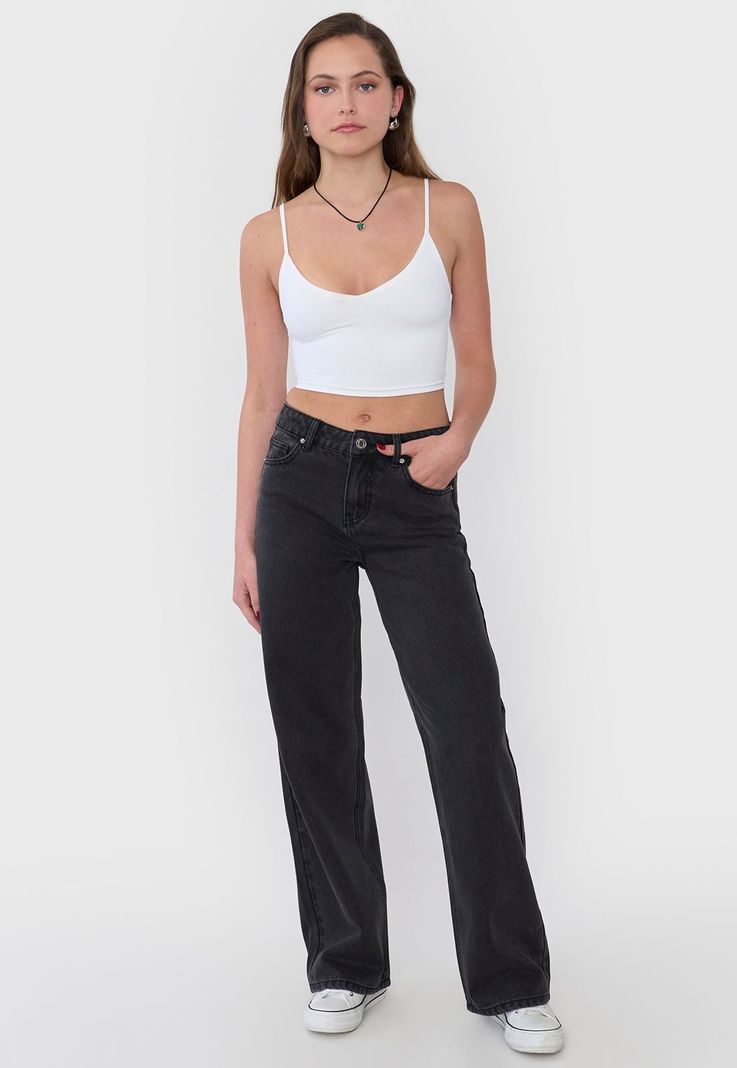Jeans Mujer Wide Leg Fit Negro Corona-0
