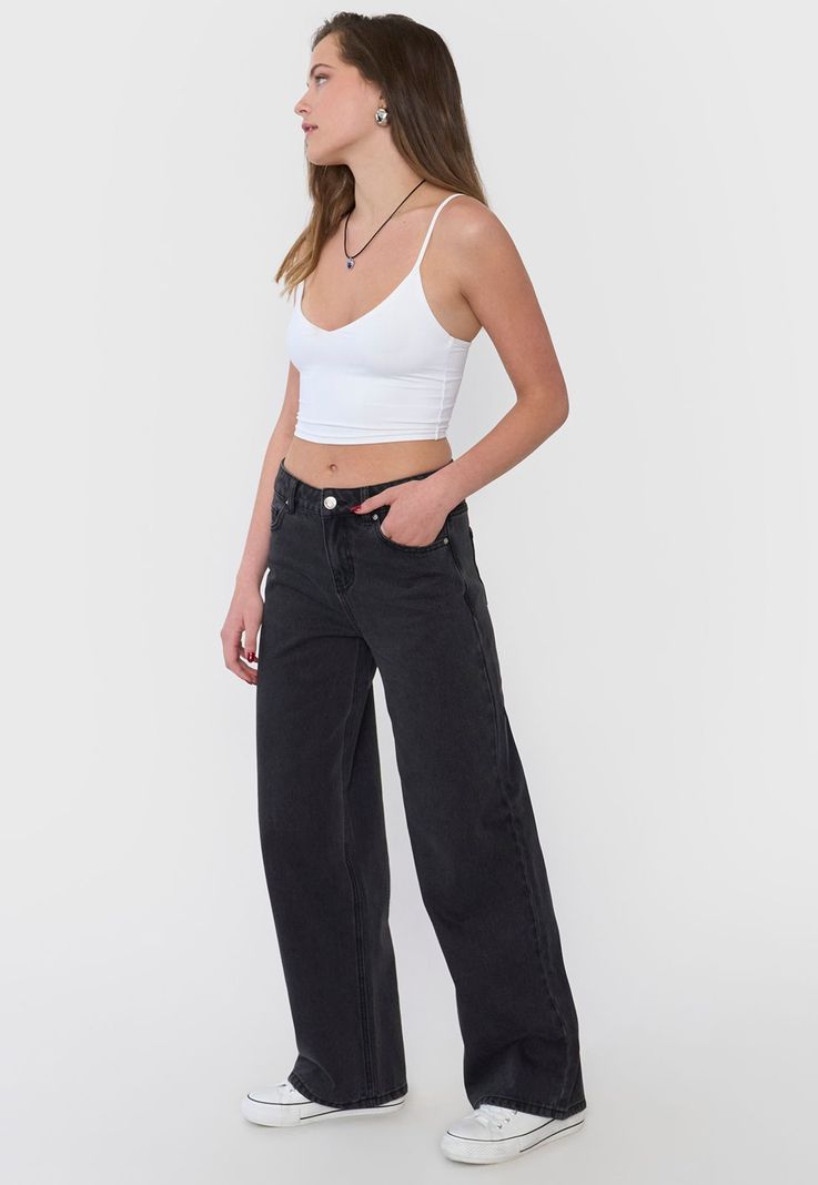 Jeans Mujer Wide Leg Fit Negro Corona-3