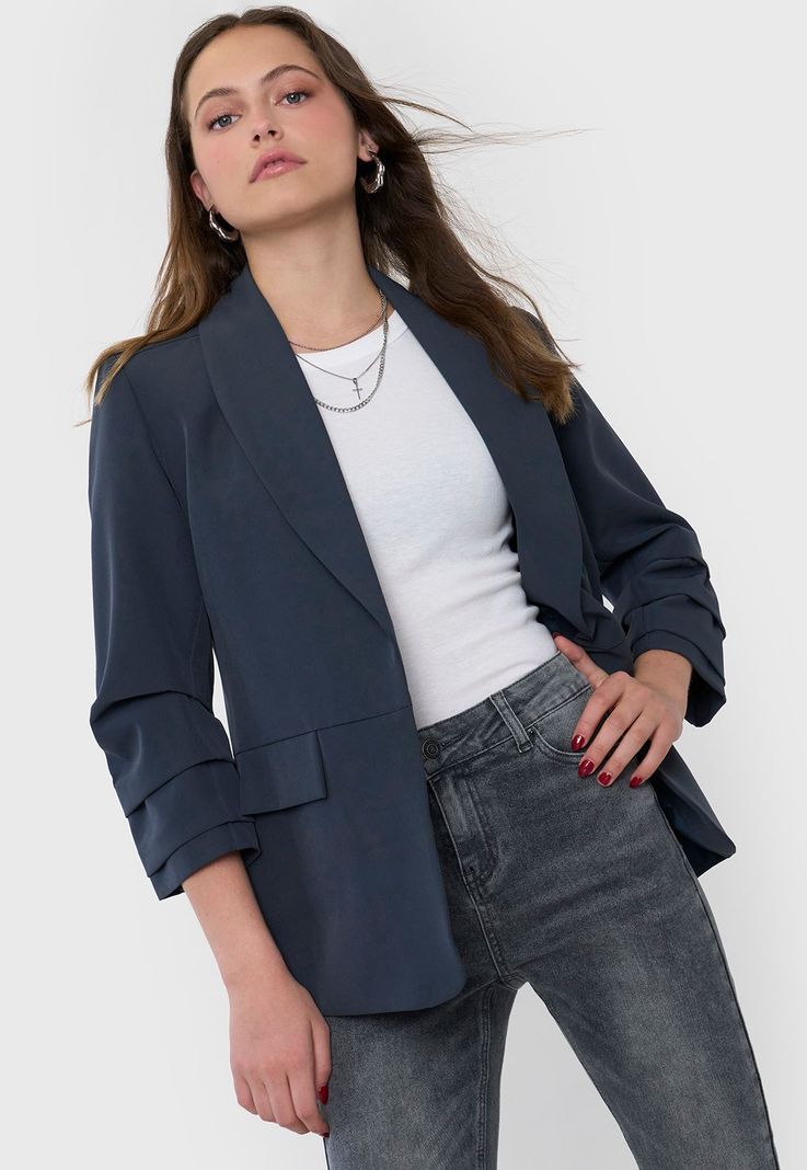 Blazer Mujer Liso Gris Corona-0