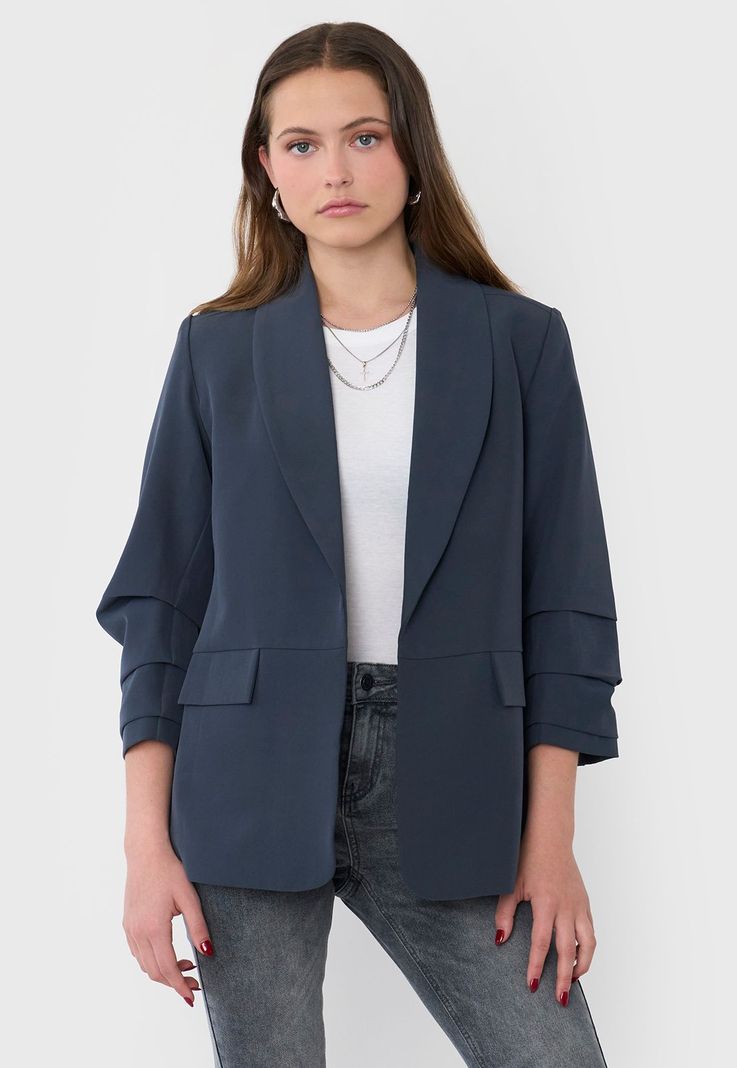 Blazer Mujer Liso Gris Corona-1