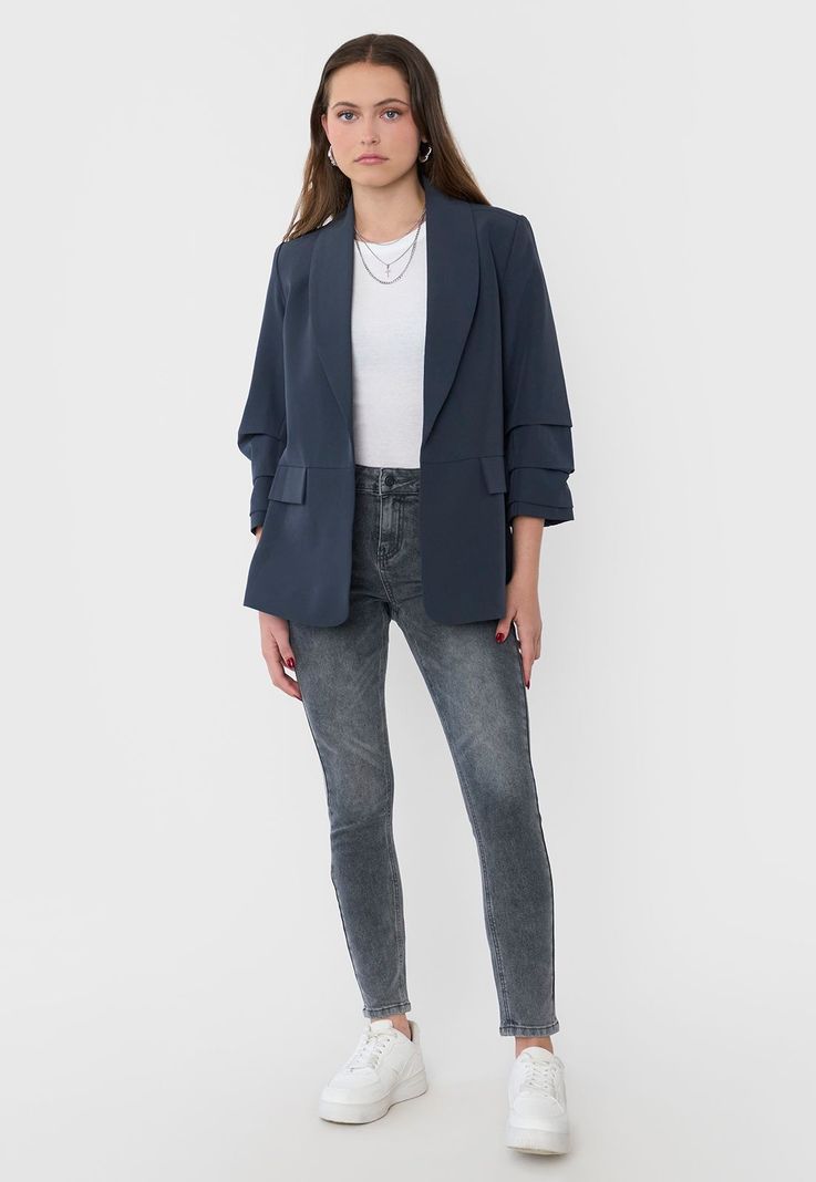 Blazer Mujer Liso Gris Corona-3