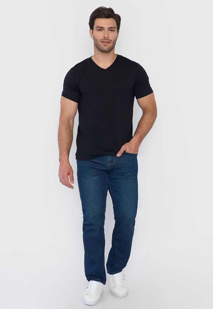 Polera Hombre V-Neck Negro Corona-3