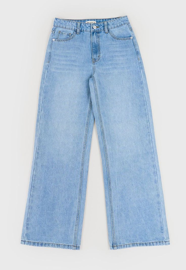 Jeans Niña Teen Wide Leg Azul Claro Corona-0