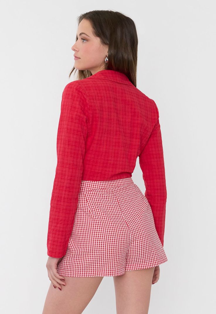 Blusa Mujer Camisera Amarras Rojo Corona-1