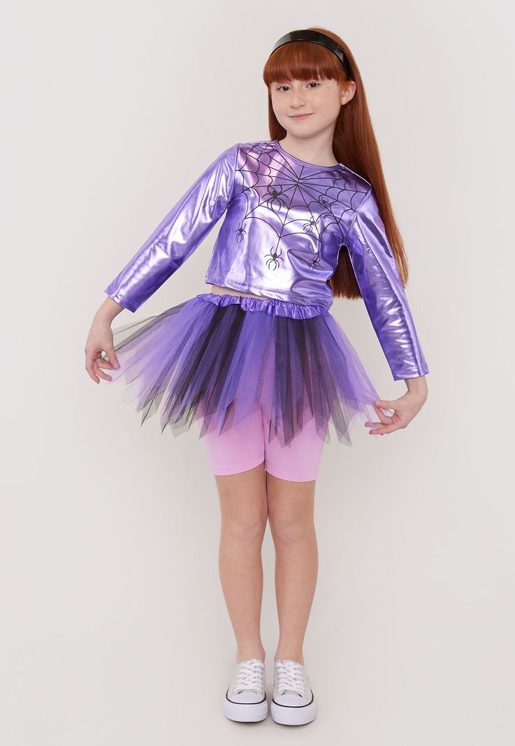 Polera Disfraz Metalizada Morado Corona-3