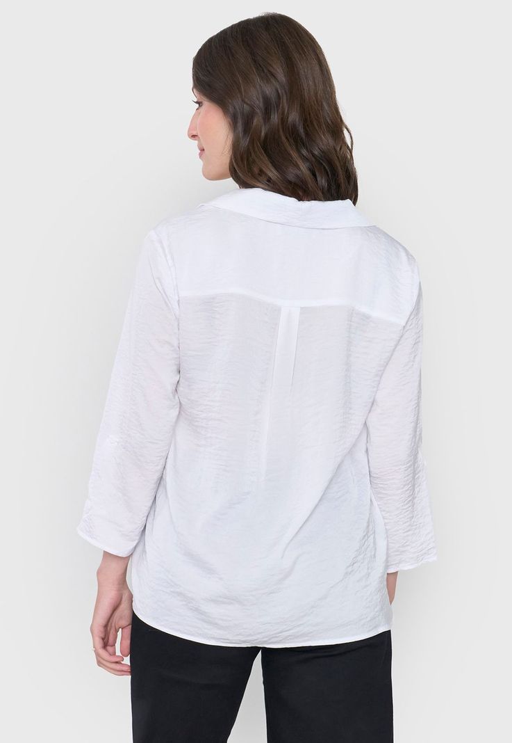 Blusa Mujer Cuello Camisero M/L Blanco Corona-1