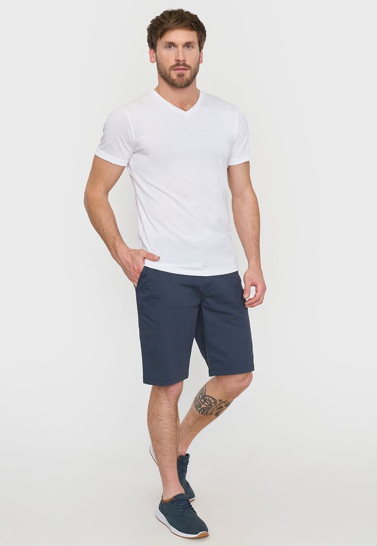 Bermuda Hombre Bolsillo Chino Azul Liso Corona-3