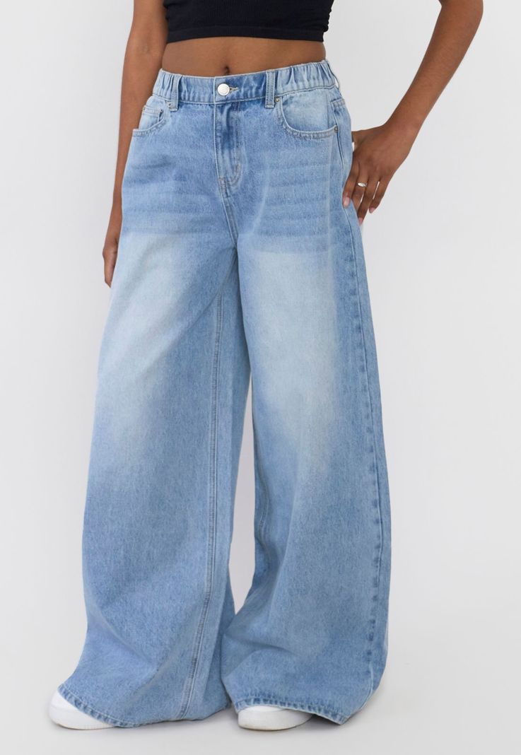 Jeans Mujer Extra Wide Leg Fit Azul Claro Corona-1