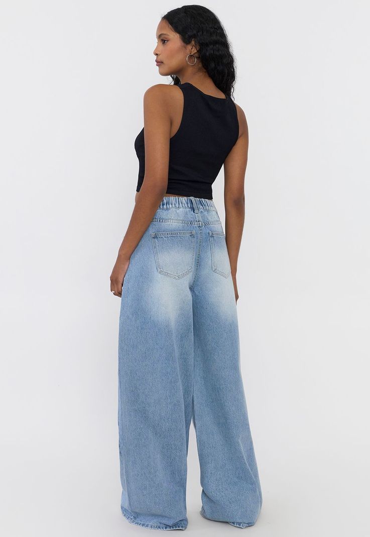 Jeans Mujer Extra Wide Leg Fit Azul Claro Corona-2