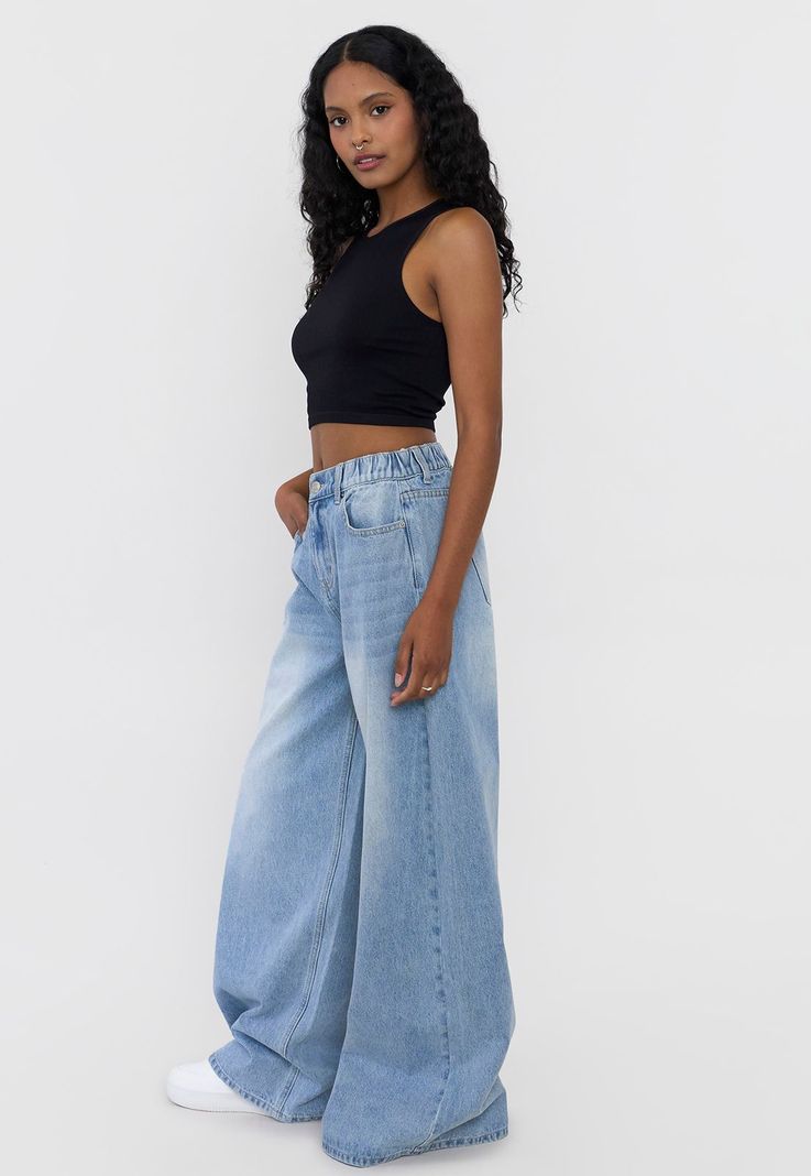 Jeans Mujer Extra Wide Leg Fit Azul Claro Corona-3