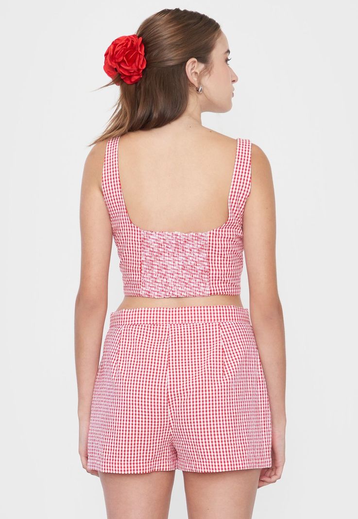 Blusa Mujer Crop Sin Mangas Rojo Corona-1