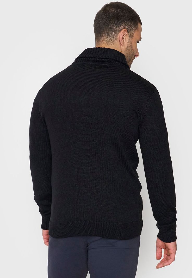 Tejido Hombre Cuello Shawl Negro Corona-1