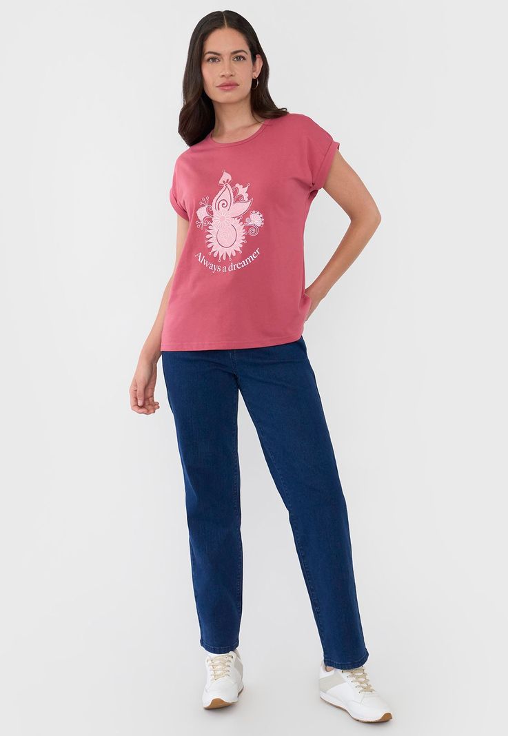 Polera Mujer Rosado M/C Focal Print Corona-3