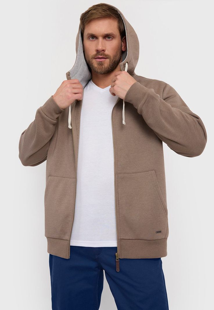 Polerón Hombre Beige Full Zipper Corona-0