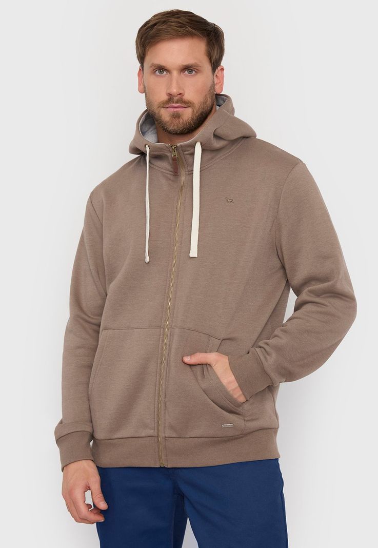 Polerón Hombre Beige Full Zipper Corona-1