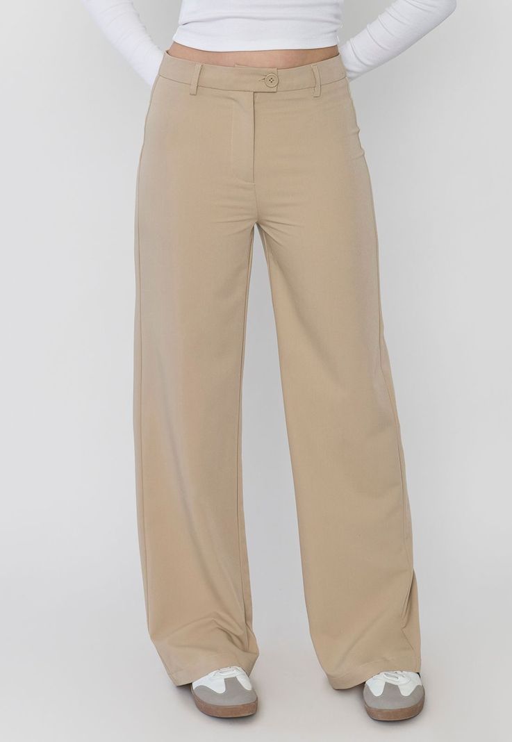 Pantalón Mujer Beige Sastrero Liso Corona-1