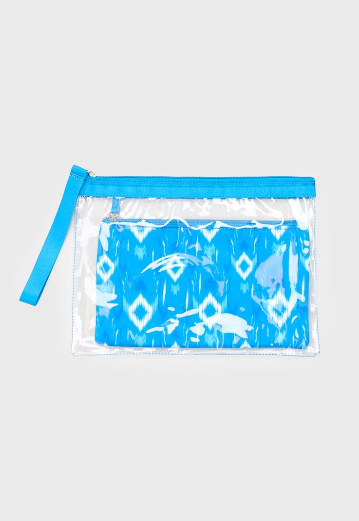 Estuche Mujer Doble Print Étnico Celeste Corona-0
