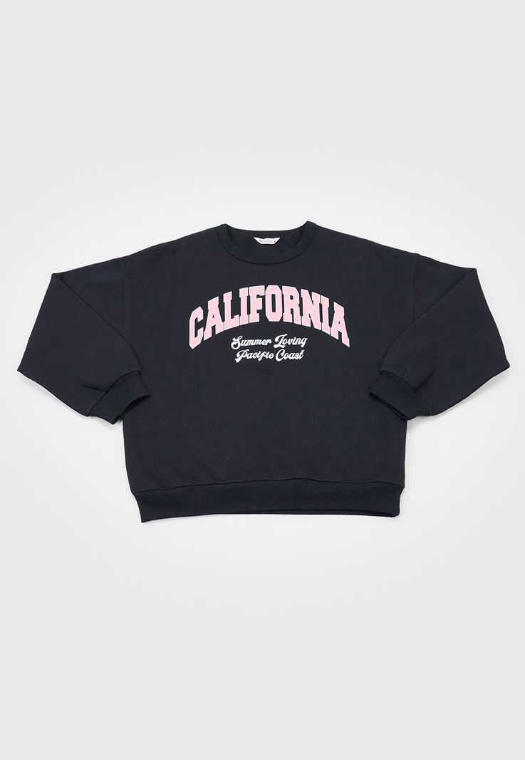 Poleron Niña Teen Pullover Negro Corona-0