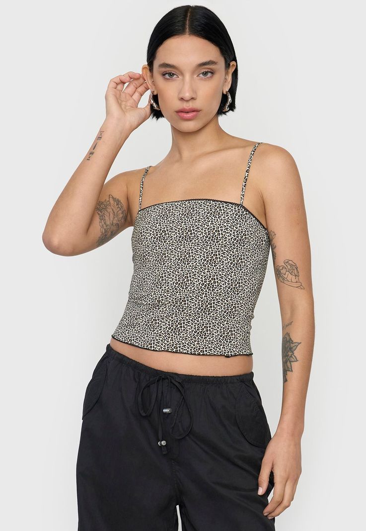 Peto Mujer Pabilo Roulet Animal Print Café Corona-0