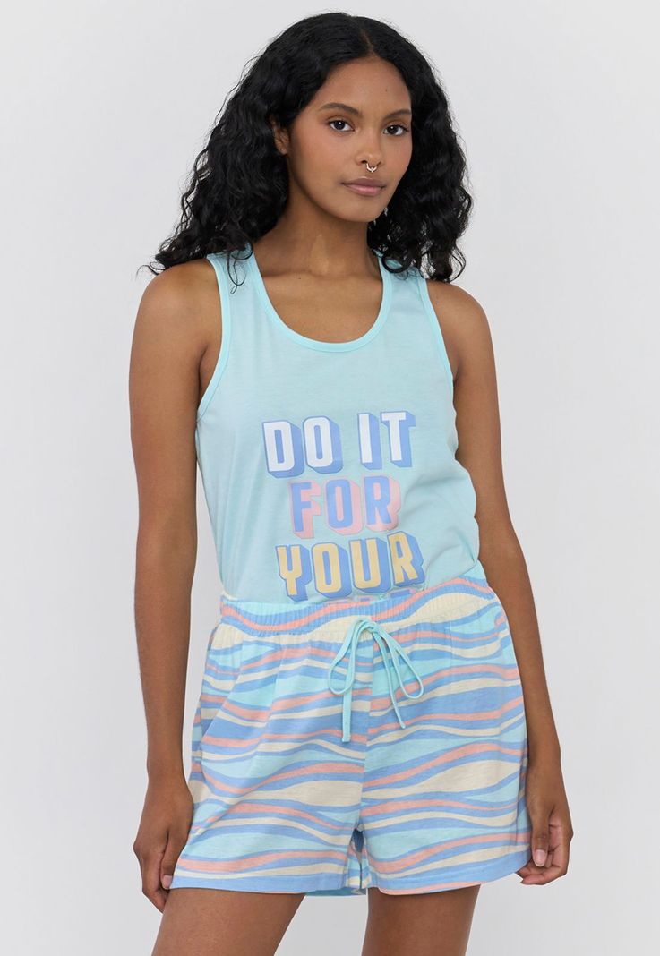 Pijama Mujer Sudadera Print Aqua Lineas Corona-2