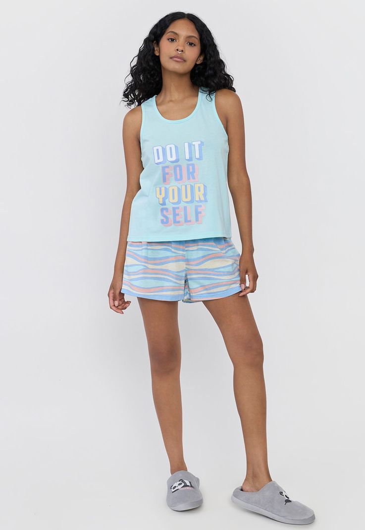 Pijama Mujer Sudadera Print Aqua Lineas Corona-3