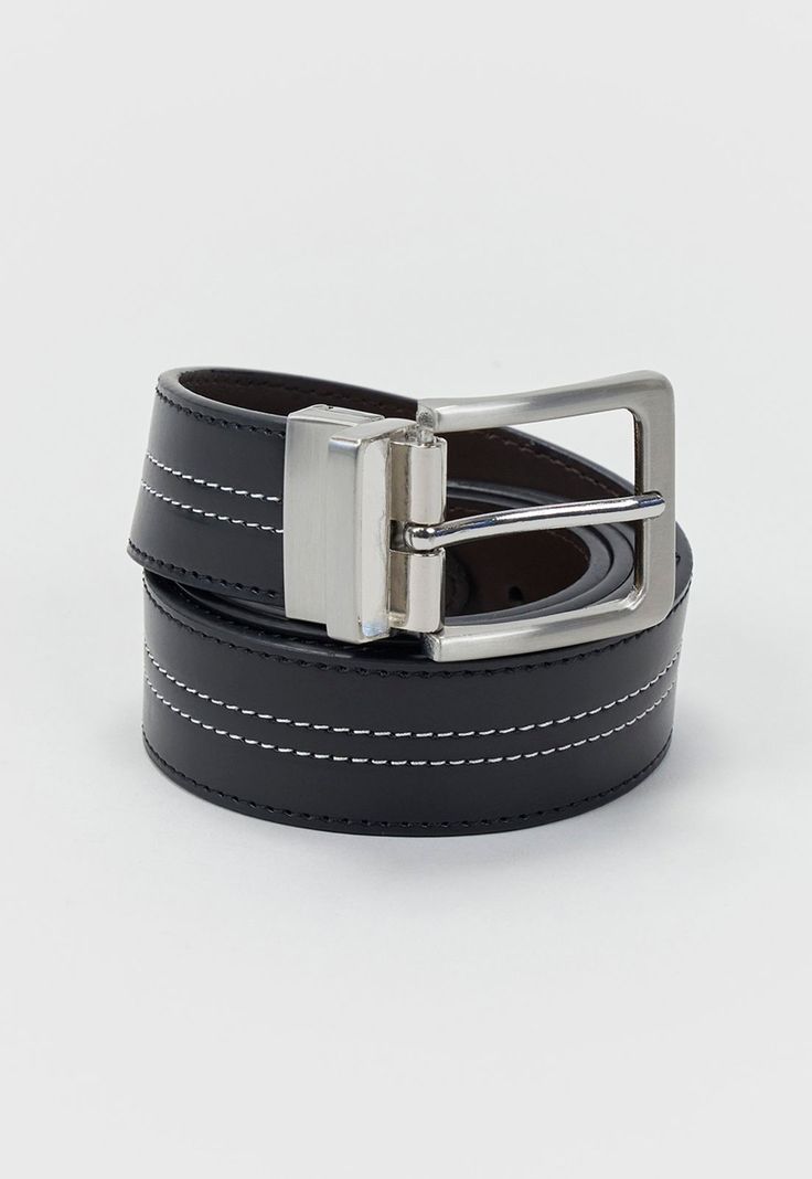 Cinturón Hombre Hebilla Reversible Negro Clásico Corona-0