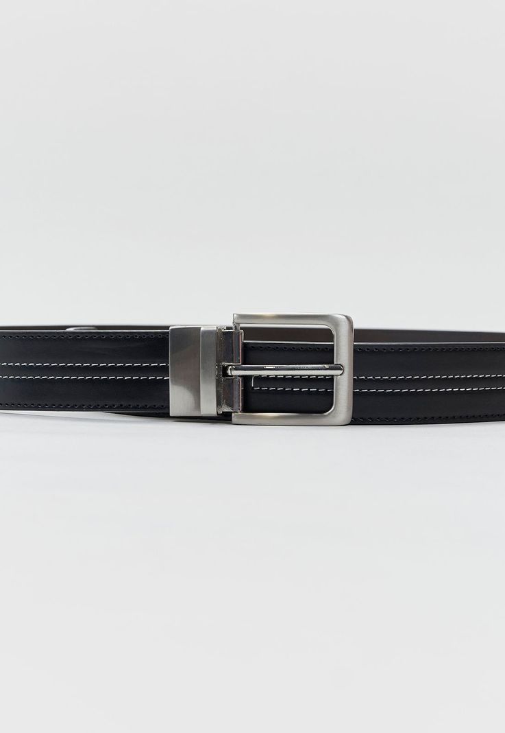 Cinturón Hombre Hebilla Reversible Negro Clásico Corona-1