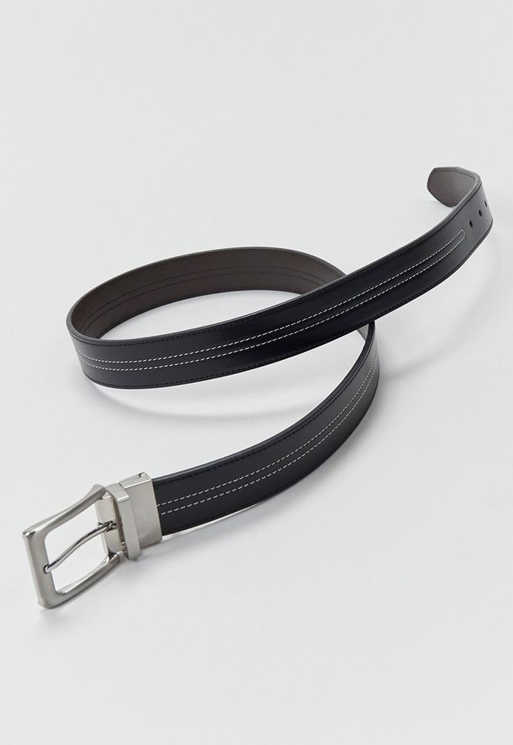 Cinturón Hombre Hebilla Reversible Negro Clásico Corona-2
