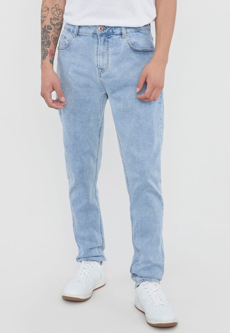 Jeans Hombre Skinny Fit Spandex Azul Claro Corona-0