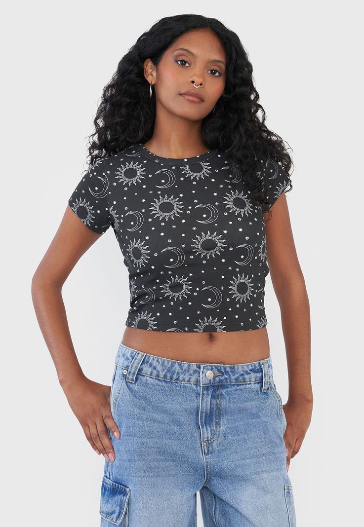 Polera Mujer Crop Negro Astral Corona-0