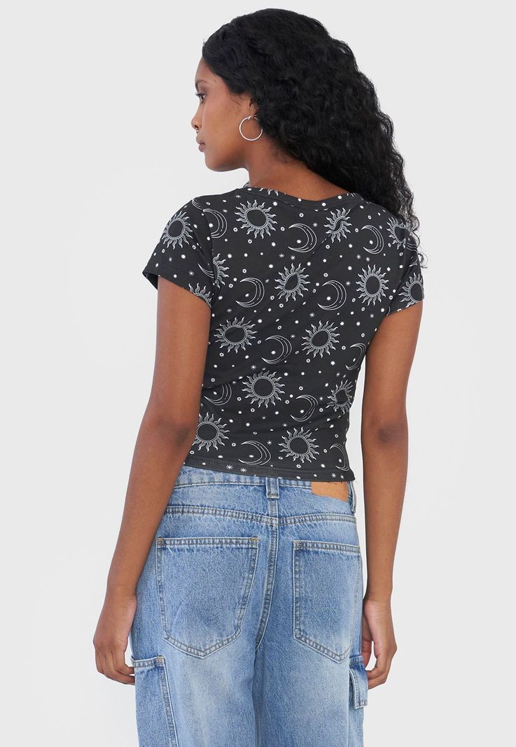 Polera Mujer Crop Negro Astral Corona-1