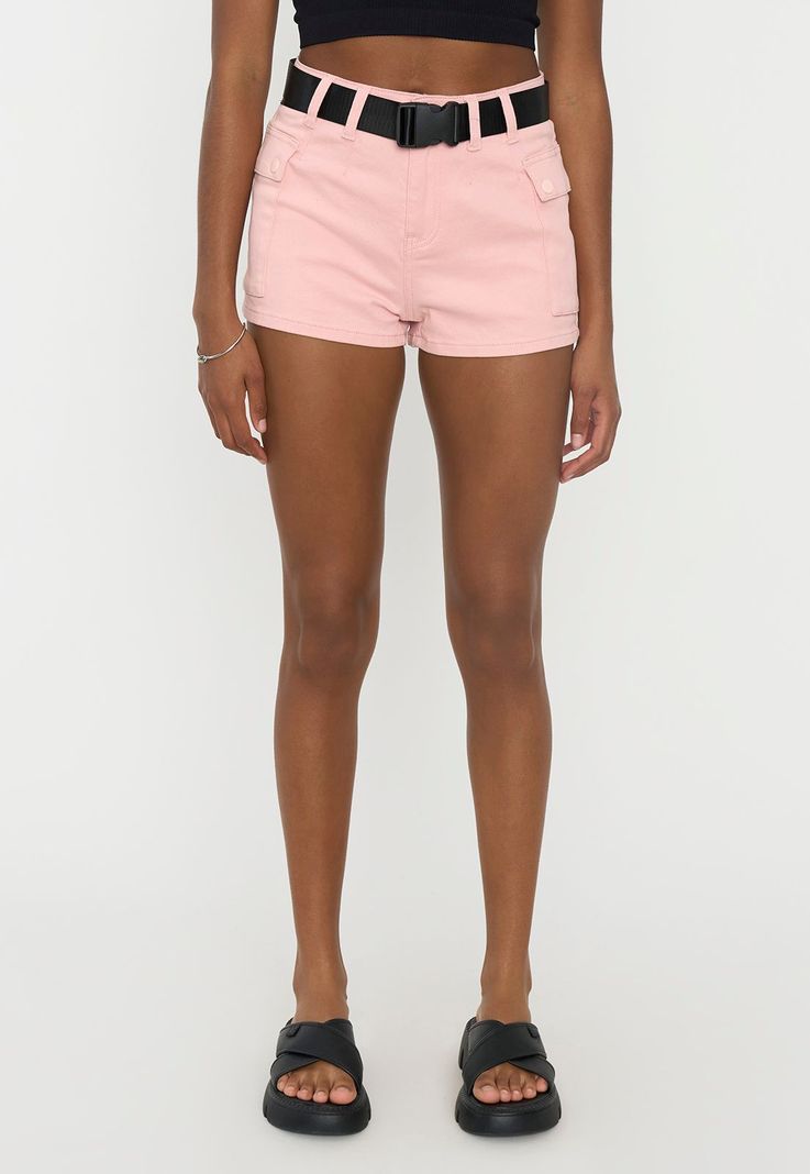 Short Mujer Cargo Cinturón Rosado Corona-1