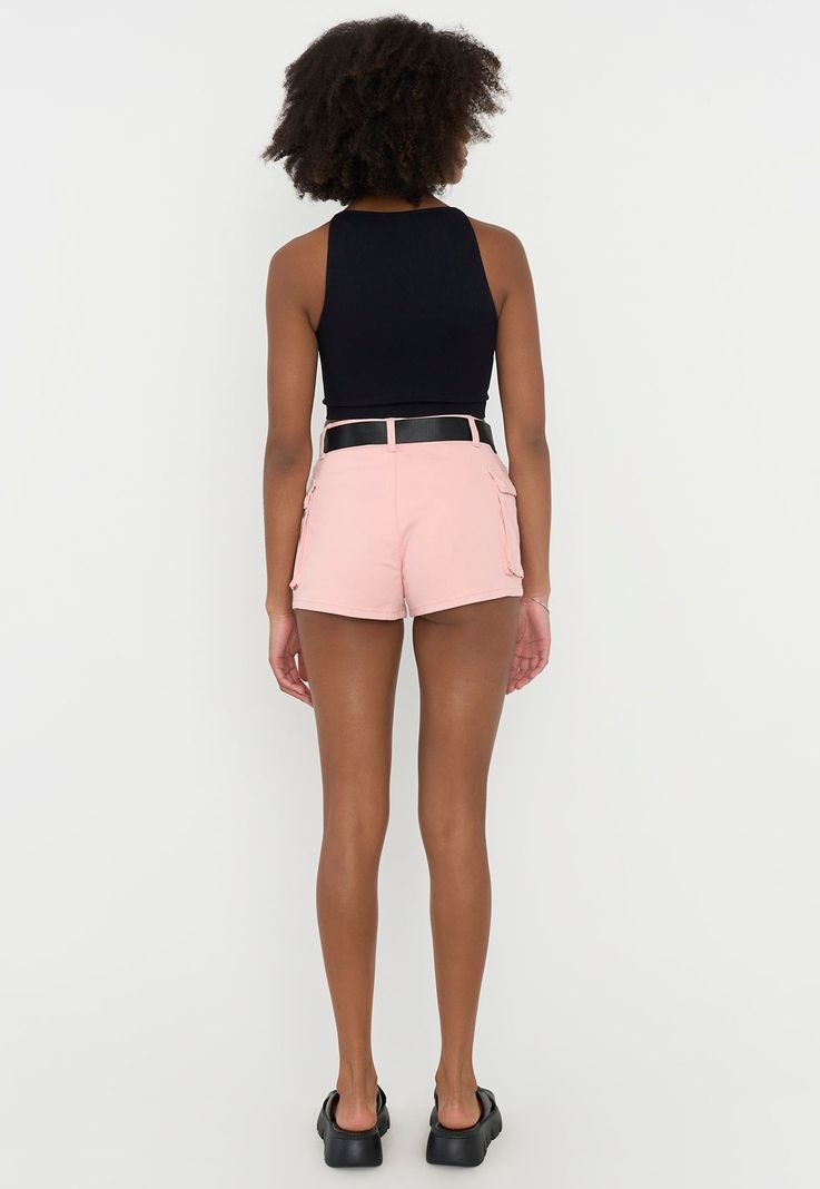 Short Mujer Cargo Cinturón Rosado Corona-2