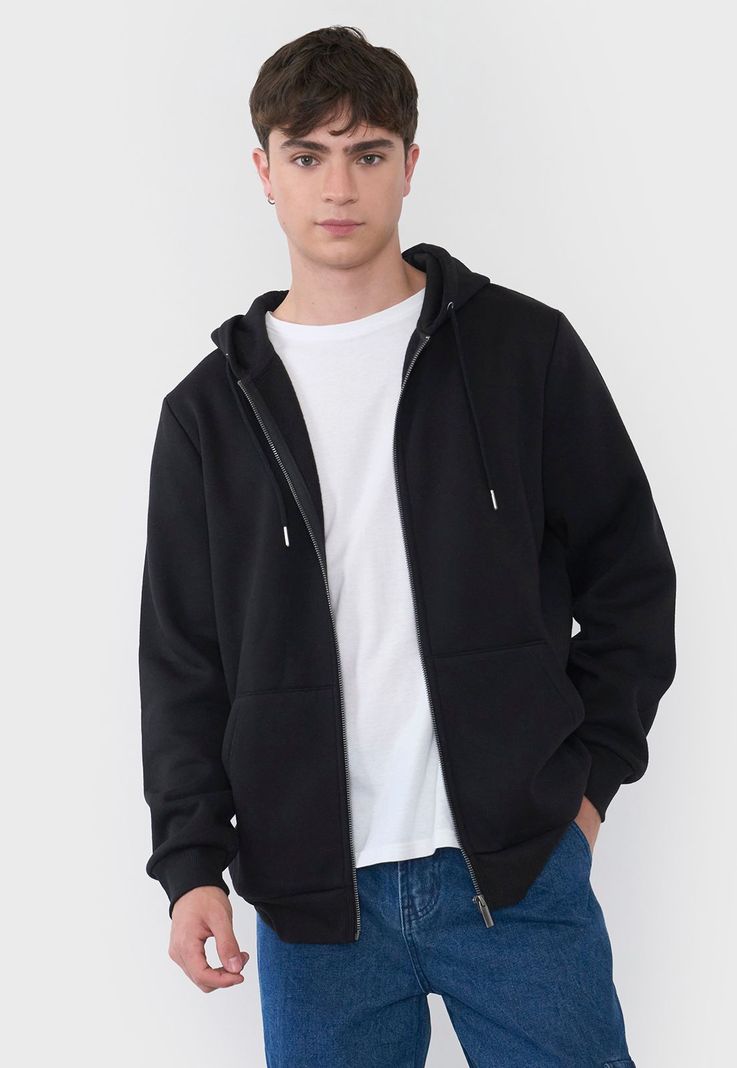 Polerón Hombre Full Zipper Color Negro Corona-0