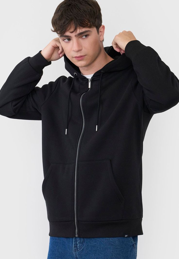 Polerón Hombre Full Zipper Color Negro Corona-2