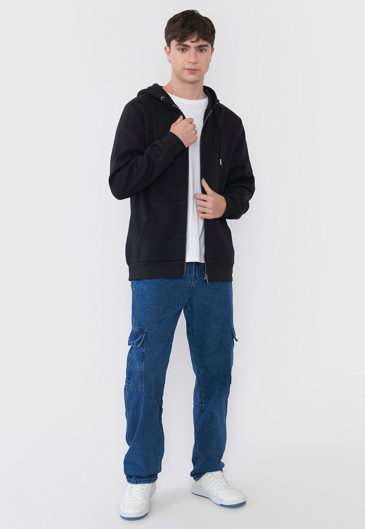 Polerón Hombre Full Zipper Color Negro Corona-3