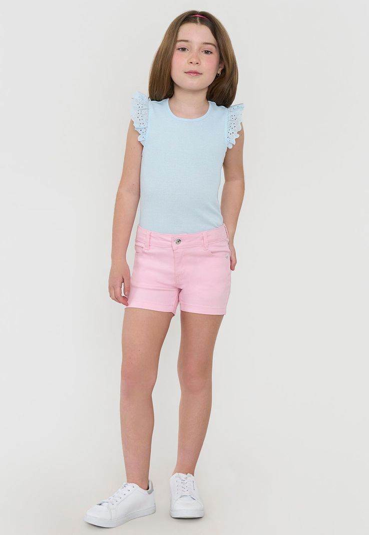 Short Niña Kids Denim Bolsillos Color Rosado Corona-0