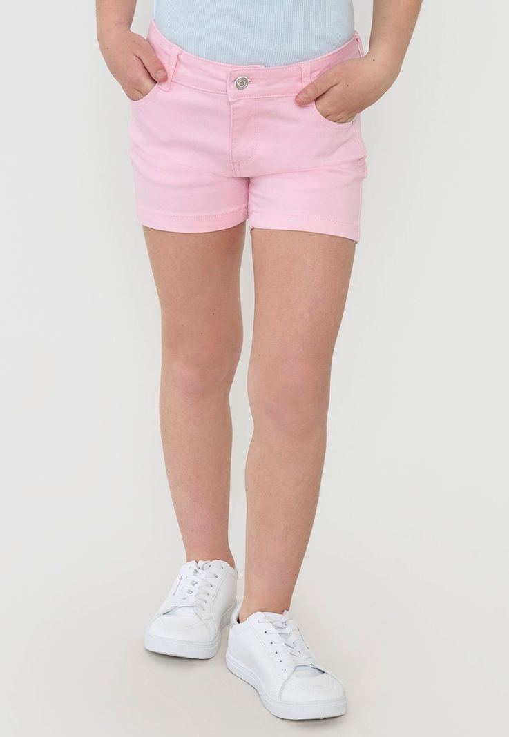 Short Niña Kids Denim Bolsillos Color Rosado Corona-1