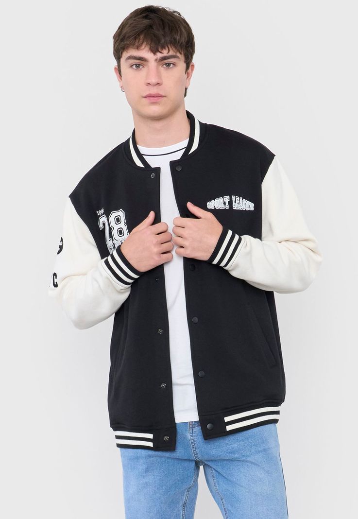 Polerón Hombre Bomber College Color Negro Corona-0