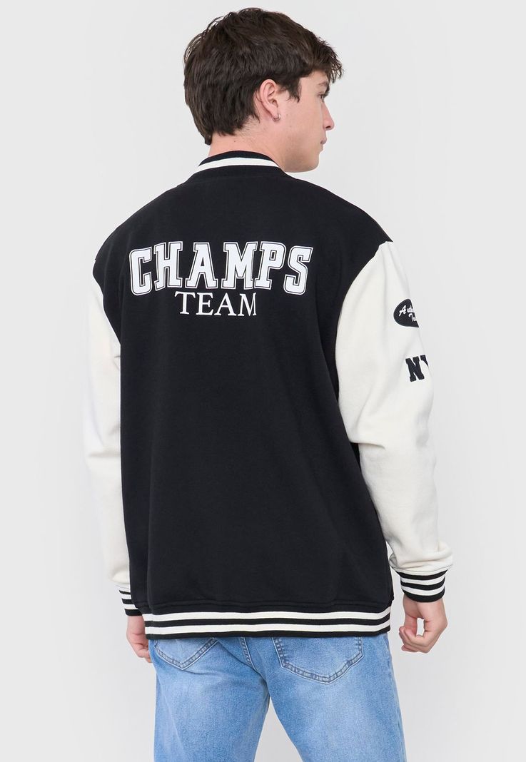 Polerón Hombre Bomber College Color Negro Corona-1