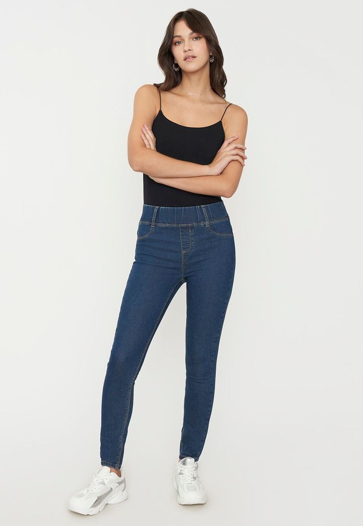 Jeans Mujer Básico Skinny Azul O Corona-0