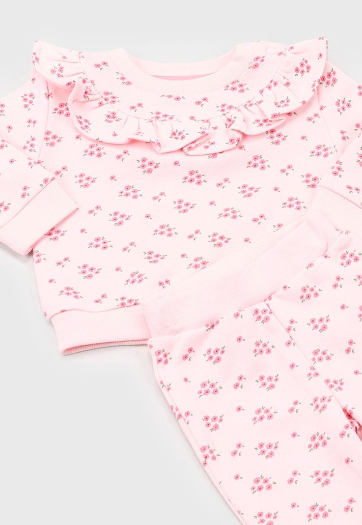 Conjunto Bebe Niña Poleron + Buzo Rosado Corona-2